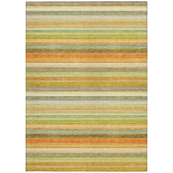 HomeRoots 5' X 8' Artichoke Green Striped Area Rug - Stylish, Washable, Non-Skid, Perfect for Indoor & Outdoor Use Aloe 561515