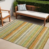 Homeroots 5' X 8' Artichoke Green Striped Washable Non Skid Indoor Outdoor Area Rug Aloe Polyester 561515