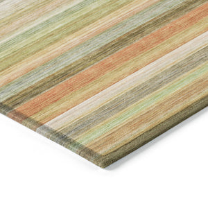 Homeroots 5' X 8' Artichoke Green Striped Washable Non Skid Indoor Outdoor Area Rug Aloe Polyester 561515
