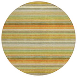 Homeroots 8' Round Artichoke Green Round Striped Washable Non Skid Indoor Outdoor Area Rug Aloe Polyester 561516