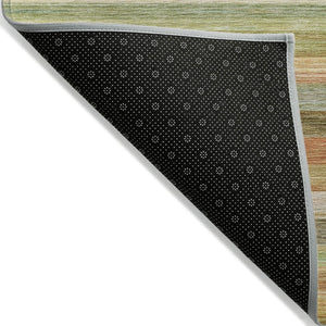 HomeRoots 5' X 8' Artichoke Green Striped Area Rug - Stylish, Washable, Non-Skid, Perfect for Indoor & Outdoor Use Aloe 561517