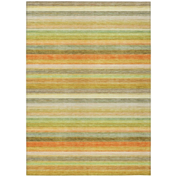 HomeRoots 5' X 8' Artichoke Green Striped Area Rug - Stylish, Washable, Non-Skid, Perfect for Indoor & Outdoor Use Aloe 561518
