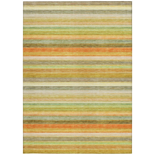 Homeroots 2' Artichoke Green Striped Washable Non-skid Runner Rug For Indoor And Outdoor Spaces, 90" Long Aloe Polyester 561518