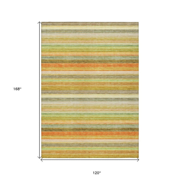 HomeRoots 5' X 8' Artichoke Green Striped Area Rug - Stylish, Washable, Non-Skid, Perfect for Indoor & Outdoor Use Aloe 561519