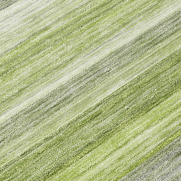 Homeroots 2' Artichoke Green Striped Washable Non-skid Runner Rug For Indoor And Outdoor Spaces, 90" Long Fern Polyester 561521