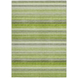 Homeroots 3' X 5' Fern Green Striped Washable Non Skid Indoor Outdoor Area Rug Fern Polyester 561523