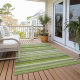 Homeroots 3' X 5' Fern Green Striped Washable Non Skid Indoor Outdoor Area Rug Fern Polyester 561523