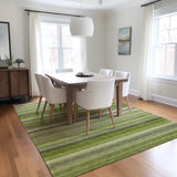 Homeroots 3' X 5' Fern Green Striped Washable Non Skid Indoor Outdoor Area Rug Fern Polyester 561523