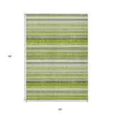 Homeroots 5' X 8' Fern Green Striped Washable Non Skid Indoor Outdoor Area Rug Fern Polyester 561524