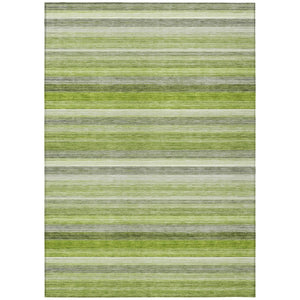 HomeRoots 5' X 8' Artichoke Green Striped Area Rug - Stylish, Washable, Non-Skid, Perfect for Indoor & Outdoor Use Fern 561524