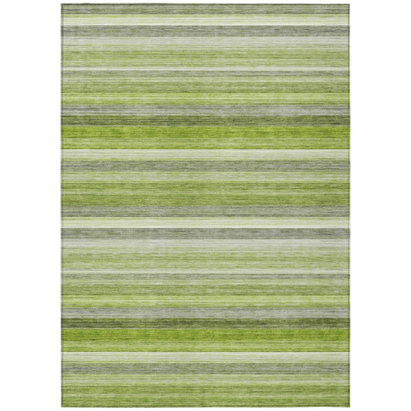 HomeRoots 5' X 8' Artichoke Green Striped Area Rug - Stylish, Washable, Non-Skid, Perfect for Indoor & Outdoor Use Fern 561524