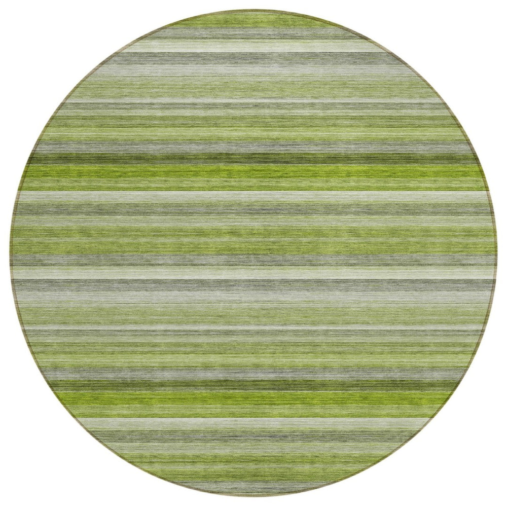 HomeRoots 5' X 8' Artichoke Green Striped Area Rug - Stylish, Washable, Non-Skid, Perfect for Indoor & Outdoor Use Fern 561525