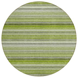 Homeroots 8' Round Fern Green Round Striped Washable Non Skid Indoor Outdoor Area Rug Fern Polyester 561525