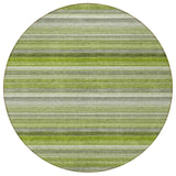 Homeroots 8' Round Fern Green Round Striped Washable Non Skid Indoor Outdoor Area Rug Fern Polyester 561525