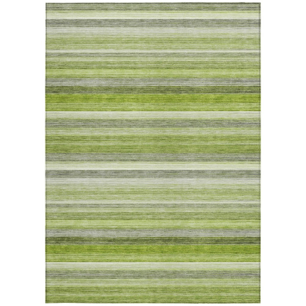 HomeRoots 5' X 8' Artichoke Green Striped Area Rug - Stylish, Washable, Non-Skid, Perfect for Indoor & Outdoor Use Fern 561526