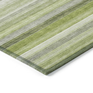 HomeRoots 5' X 8' Artichoke Green Striped Area Rug - Stylish, Washable, Non-Skid, Perfect for Indoor & Outdoor Use Fern 561526