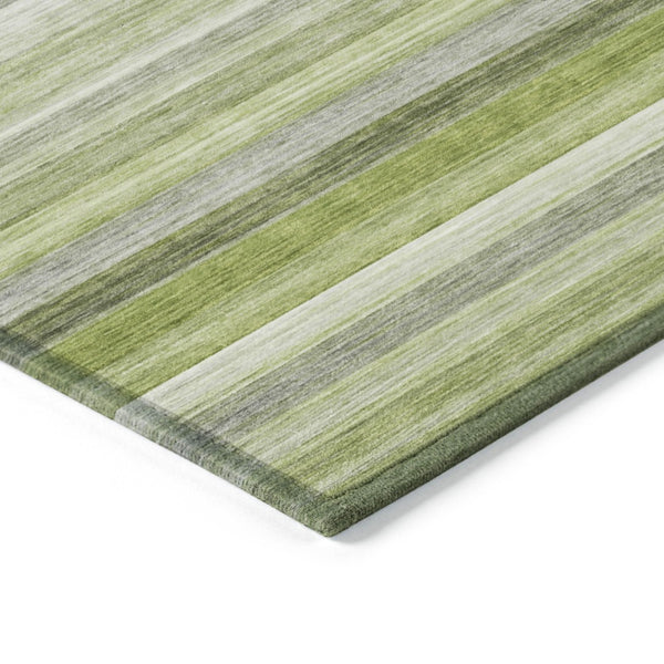 HomeRoots 5' X 8' Artichoke Green Striped Area Rug - Stylish, Washable, Non-Skid, Perfect for Indoor & Outdoor Use Fern 561526