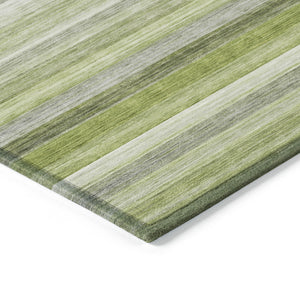 Homeroots 8' X 10' Fern Green Striped Washable Non Skid Indoor Outdoor Area Rug Fern Polyester 561526