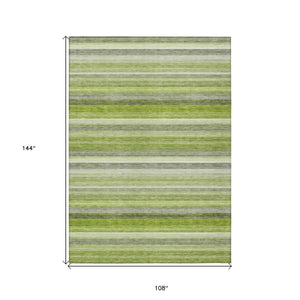 HomeRoots 5' X 8' Artichoke Green Striped Area Rug - Stylish, Washable, Non-Skid, Perfect for Indoor & Outdoor Use Fern 561527
