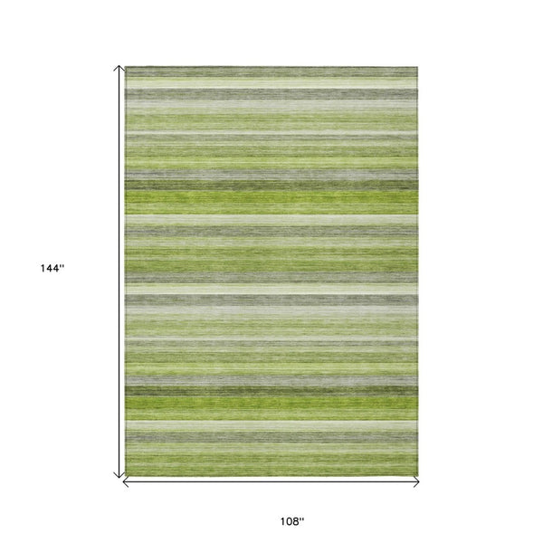 HomeRoots 5' X 8' Artichoke Green Striped Area Rug - Stylish, Washable, Non-Skid, Perfect for Indoor & Outdoor Use Fern 561527