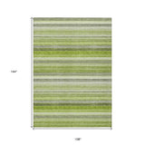 Homeroots 9' X 12' Fern Green Striped Washable Non Skid Indoor Outdoor Area Rug Fern Polyester 561527