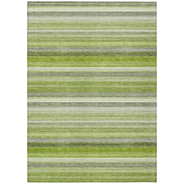 Homeroots 9' X 12' Fern Green Striped Washable Non Skid Indoor Outdoor Area Rug Fern Polyester 561527