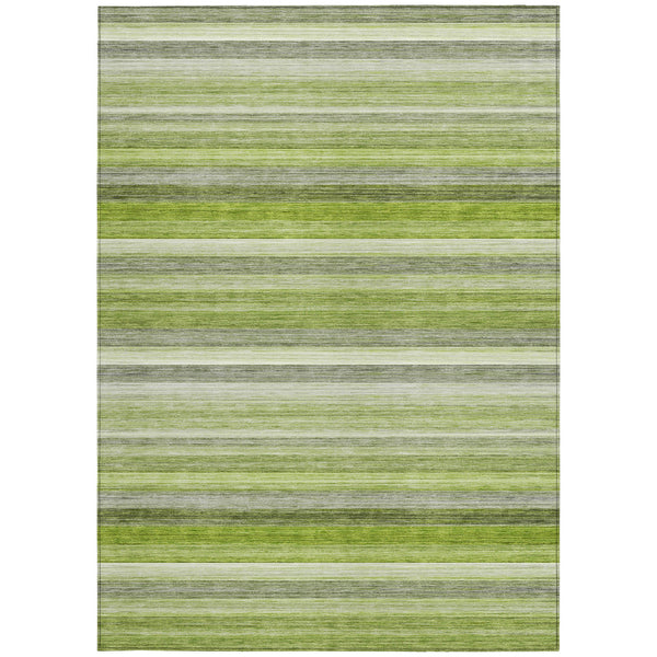 Homeroots 10' X 14' Fern Green Striped Washable Non Skid Indoor Outdoor Area Rug Fern Polyester 561528