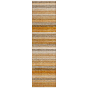 Homeroots 2' X 8' Brown And Orange Striped Washable Non Skid Indoor Outdoor Runner Rug Paprika Polyester 561530