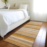 Homeroots 2' X 8' Brown And Orange Striped Washable Non Skid Indoor Outdoor Runner Rug Paprika Polyester 561530