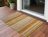 Homeroots 3' X 5' Brown And Orange Striped Washable Non Skid Indoor Outdoor Area Rug Paprika Polyester 561532