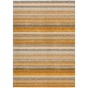 Homeroots 3' X 5' Brown And Orange Striped Washable Non Skid Indoor Outdoor Area Rug Paprika Polyester 561532