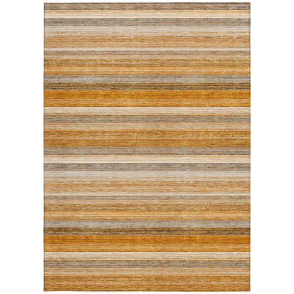 Homeroots 3' X 5' Brown And Orange Striped Washable Non Skid Indoor Outdoor Area Rug Paprika Polyester 561532