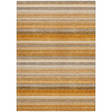 Homeroots 3' X 5' Brown And Orange Striped Washable Non Skid Indoor Outdoor Area Rug Paprika Polyester 561532