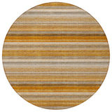 Homeroots 8' Round Brown And Orange Round Striped Washable Non Skid Indoor Outdoor Area Rug Paprika Polyester 561534