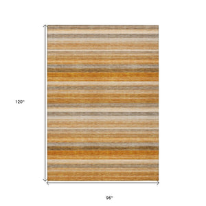 HomeRoots 5' X 8' Artichoke Green Striped Area Rug - Stylish, Washable, Non-Skid, Perfect for Indoor & Outdoor Use Paprika 561535