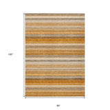 Homeroots 8' X 10' Brown And Orange Striped Washable Non Skid Indoor Outdoor Area Rug Paprika Polyester 561535