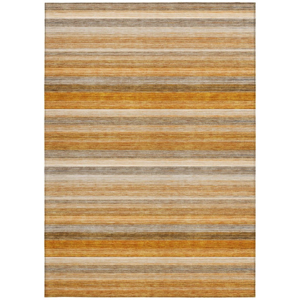 HomeRoots 5' X 8' Artichoke Green Striped Area Rug - Stylish, Washable, Non-Skid, Perfect for Indoor & Outdoor Use Paprika 561536
