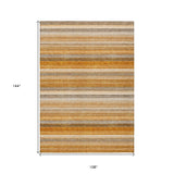 Homeroots 9' X 12' Brown And Orange Striped Washable Non Skid Indoor Outdoor Area Rug Paprika Polyester 561536