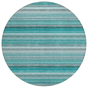 HomeRoots 5' X 8' Artichoke Green Striped Area Rug - Stylish, Washable, Non-Skid, Perfect for Indoor & Outdoor Use Teal 561543