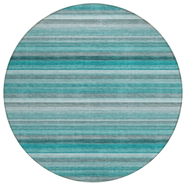 HomeRoots 5' X 8' Artichoke Green Striped Area Rug - Stylish, Washable, Non-Skid, Perfect for Indoor & Outdoor Use Teal 561543