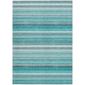 HomeRoots 5' X 8' Artichoke Green Striped Area Rug - Stylish, Washable, Non-Skid, Perfect for Indoor & Outdoor Use Teal 561545