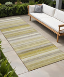 Homeroots 2' X 8' Yellow Beige And Gray Striped Washable Non Skid Indoor Outdoor Area Rug Wheat Polyester 561548