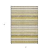 Homeroots 3' X 5' Wheat Striped Washable Non Skid Indoor Outdoor Area Rug Wheat Polyester 561550