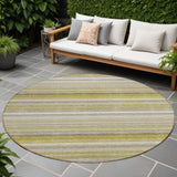 Homeroots 8' Round Wheat Round Striped Washable Non Skid Indoor Outdoor Area Rug Wheat Polyester 561552