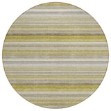 Homeroots 8' Round Wheat Round Striped Washable Non Skid Indoor Outdoor Area Rug Wheat Polyester 561552