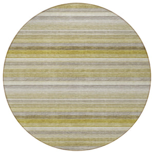 Homeroots 8' Round Wheat Round Striped Washable Non Skid Indoor Outdoor Area Rug Wheat Polyester 561552