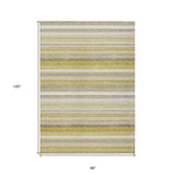 Homeroots 8' X 10' Yellow Beige And Gray Striped Washable Non Skid Indoor Outdoor Area Rug Wheat Polyester 561553