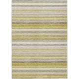 Homeroots 9' X 12' Yellow Beige And Gray Striped Washable Non Skid Indoor Outdoor Area Rug Wheat Polyester 561554