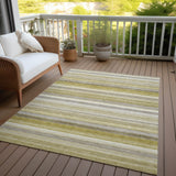 Homeroots 10' X 14' Yellow Beige And Gray Striped Washable Non Skid Indoor Outdoor Area Rug Wheat Polyester 561555