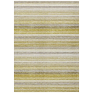 Homeroots 10' X 14' Yellow Beige And Gray Striped Washable Non Skid Indoor Outdoor Area Rug Wheat Polyester 561555
